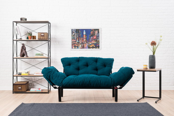 Atelier Del Sofa Sofá-Cama de 2 Plazas Nitta - Azul Petróleo Atelier Del Sofa Sofá-Cama de 2 Plazas Nitta - Azul Petróleo